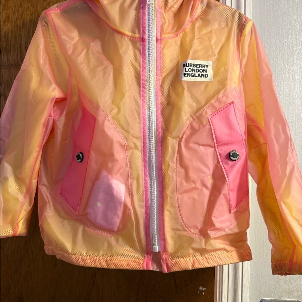 Burberry Kids Pink and Yellow Raincoat